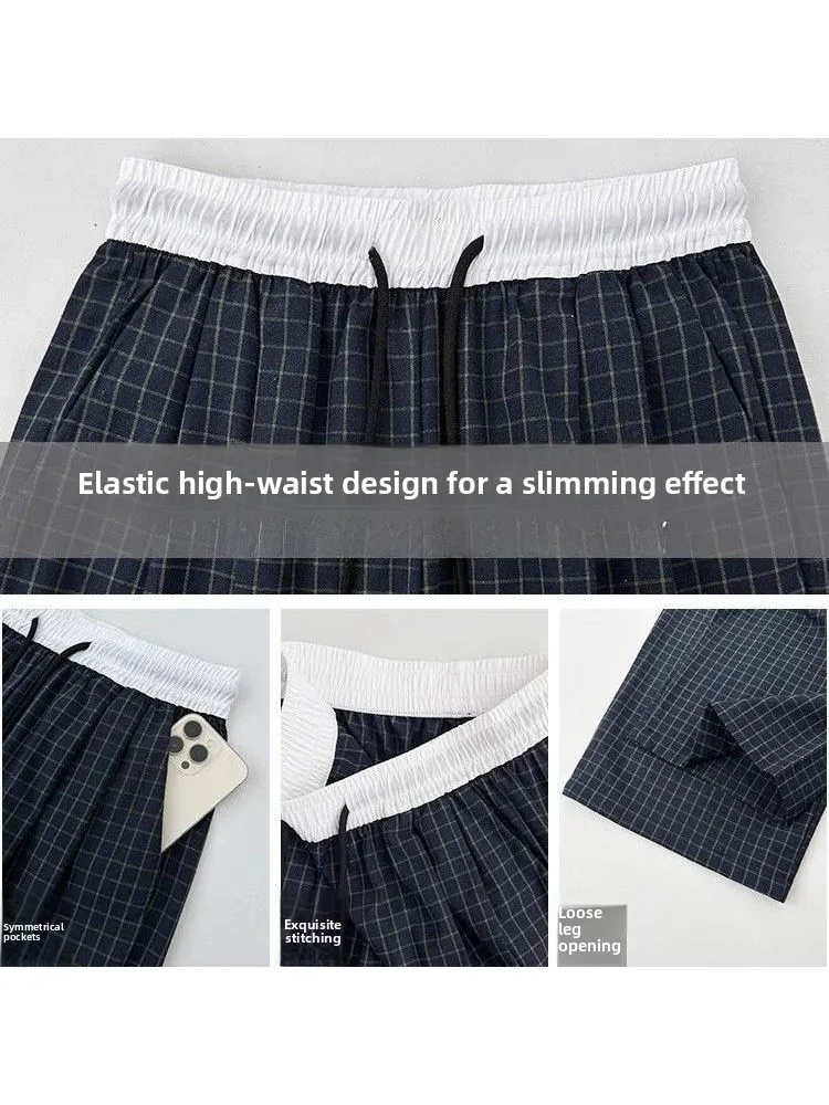 Amerikanische Retro Breite Bein Hosen frauen Lose Design Farbe Blo Casual Hohe Taille Gerade Geschnitten Hosen Koreanische Sle Pendeln