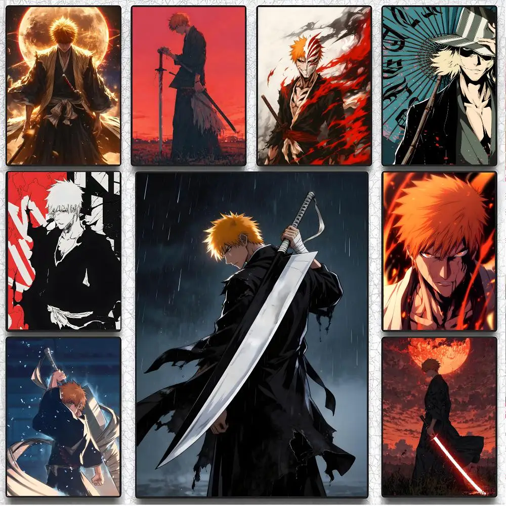 Action Anime Bleach Poster Artistic Peel-Off Wall Decor, Indoor Outdoor Home Ornament for Collectors