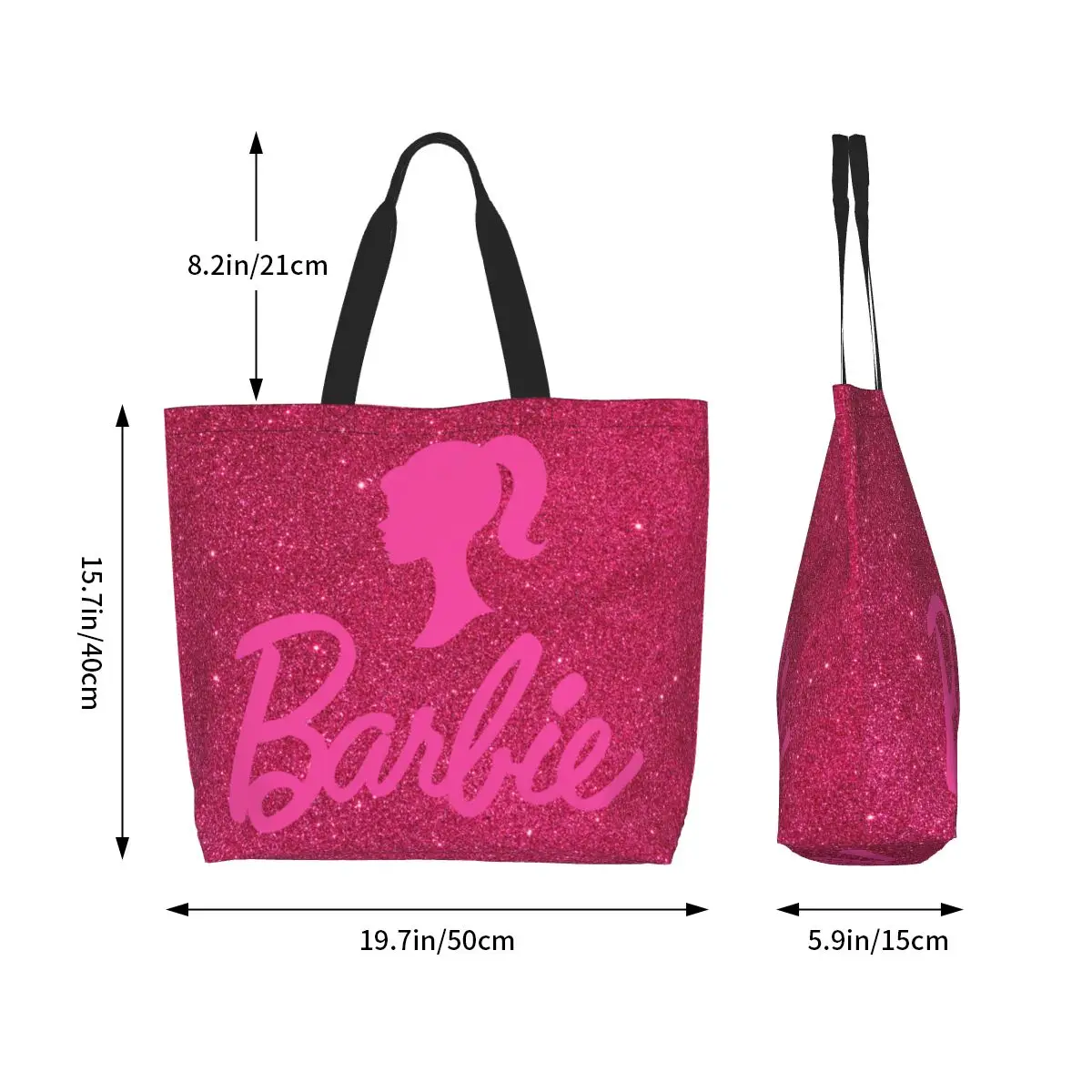 Street Unisex Barbie Pink Grocery Bag borsa con stampa lampeggiante Merch di grande capacità