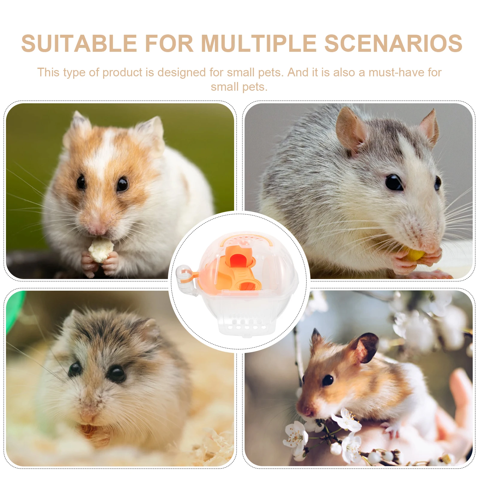 

Portable Hamster Cage Small Animal Carrier Pet Outdoor Cage Chinchilla Tote Lightweight Compact Practical H Transparent