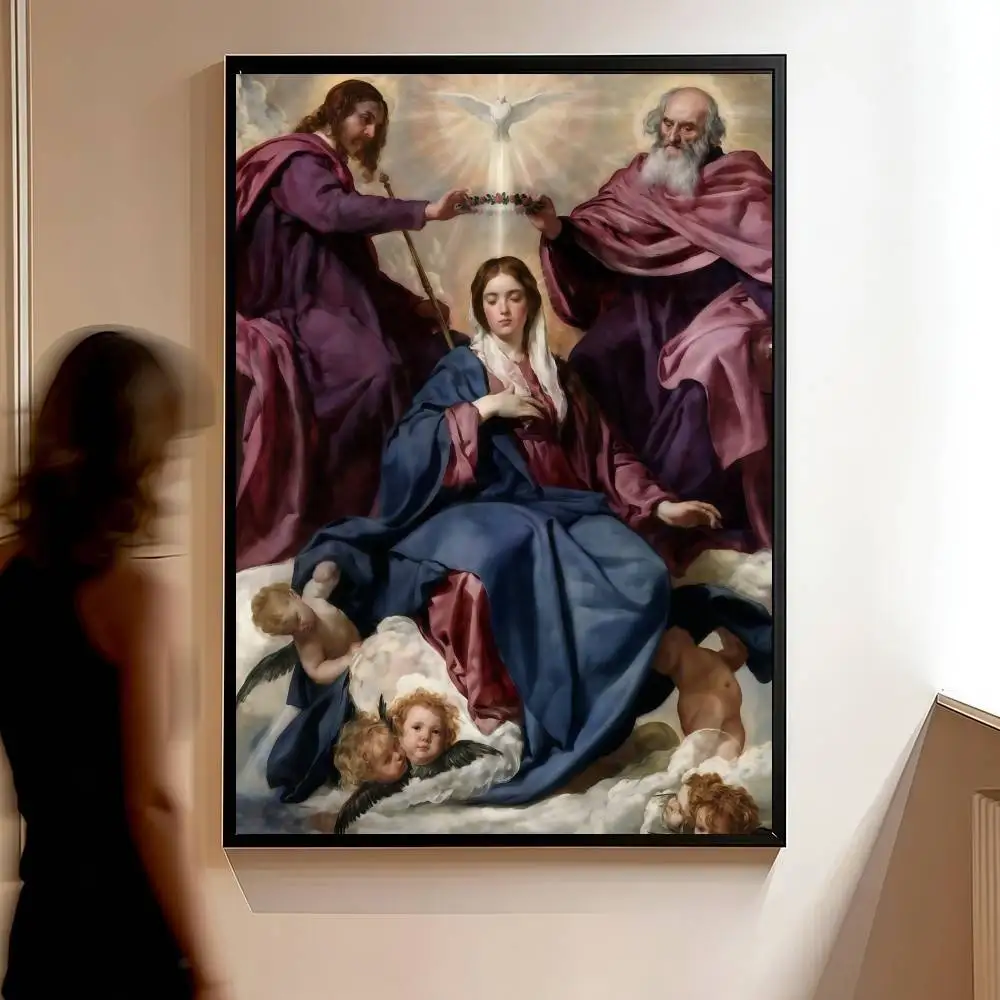 Virgin Mary Catholic Religious Poster Stickers Classic Art Print Retro Wall Decor HD Living Room Home Poster Festival Gift