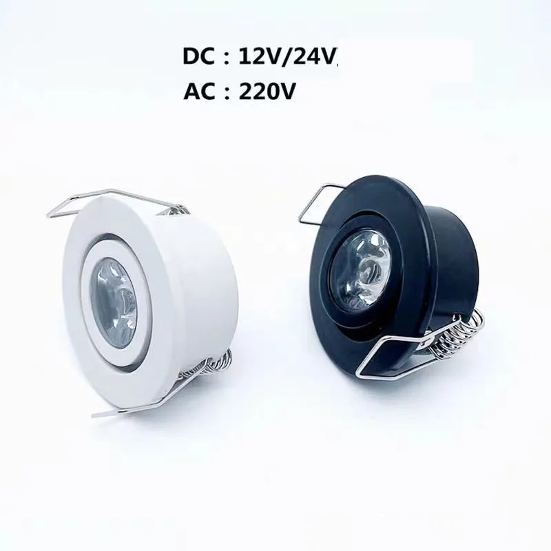 5pcs DC12V 24V AC220V Small 3w LED Spotlight LED Embedded Mini Downlight Cabinet  Ceilling Lamp 3000k Nature White 4000k 6000k