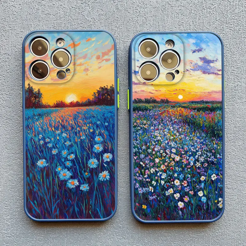 Blumenmuster Blaue Blume Meer Handyhülle für IPhone 13 12 Mini 11 Pro Max 17 16 Pro Max 15 14 Pro Max 16 Plus XR XS X Abdeckungen