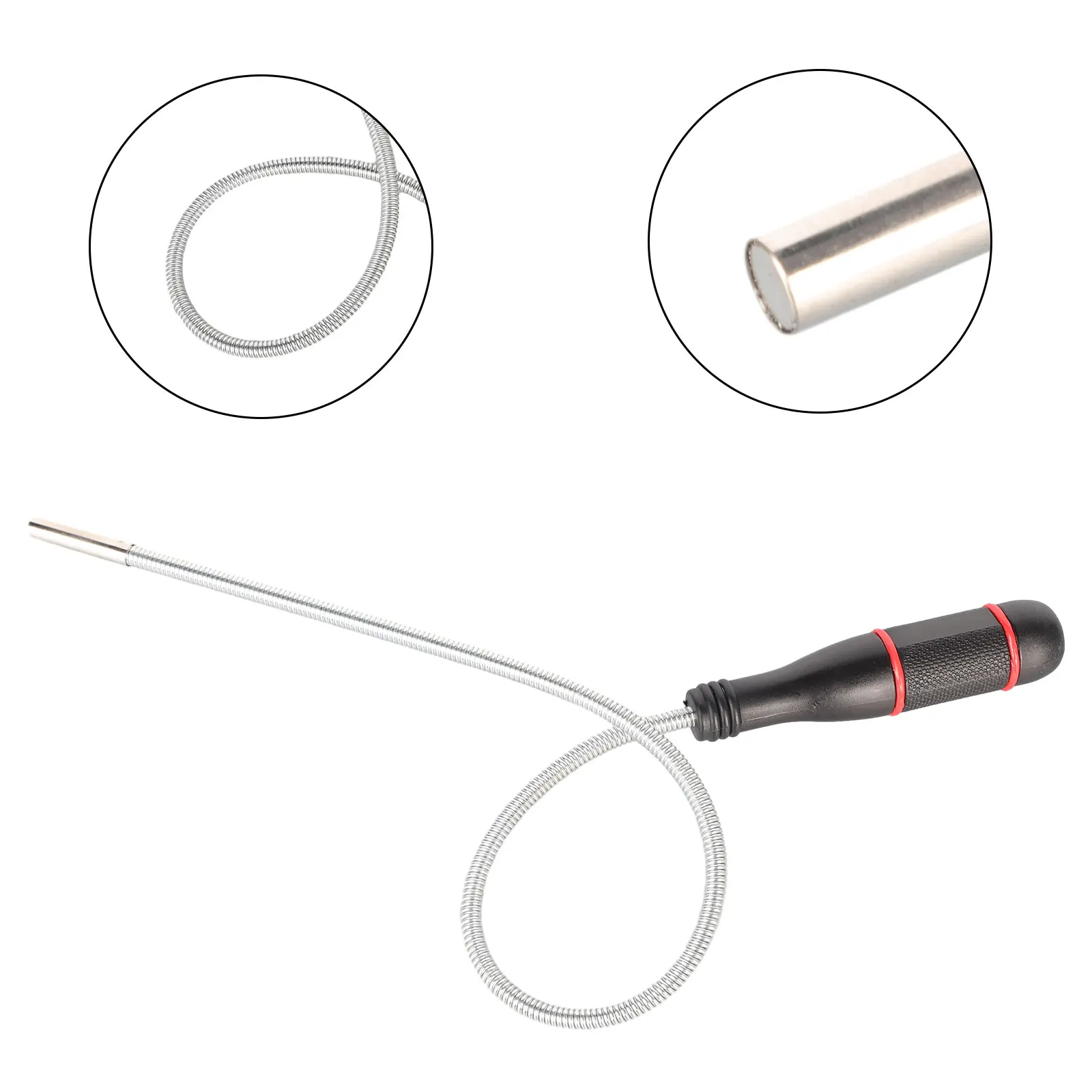 Flexible Magnetic Tool with Spring-Enabled Bendability and Narrow Magnet Head for Locating Bolts Nuts and Keys in Confined Areas