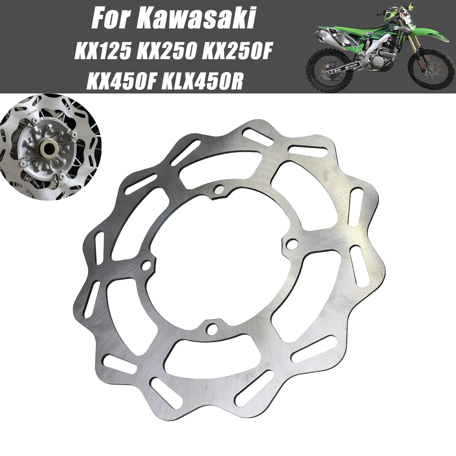 Motocross Front Rear Brake Disc Rotor 270MM 240MM For Kawasaki KX125 KX250 KX250F KX450F KLX450R Dirt Bike Replacement Parts