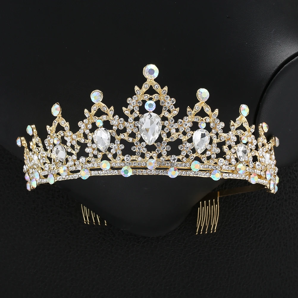 

Elegant Bride Crown Wedding Hair Accessories Golden Color European Style Fashion Headwear Prom Dress Decorations