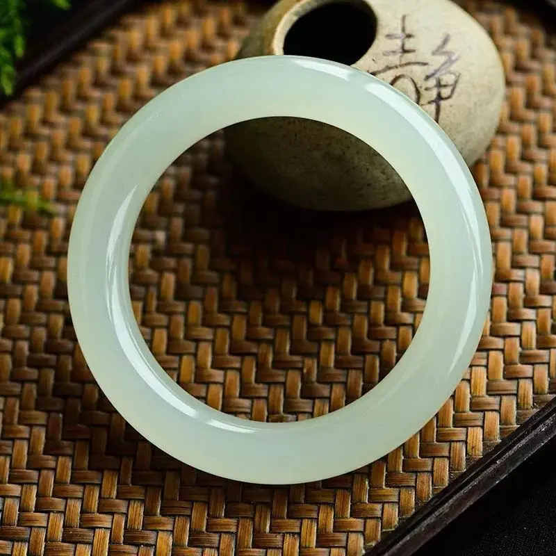 Xinjiang Hetian a fresh and youthful style of natural jade bracelet featuring a chubby round design