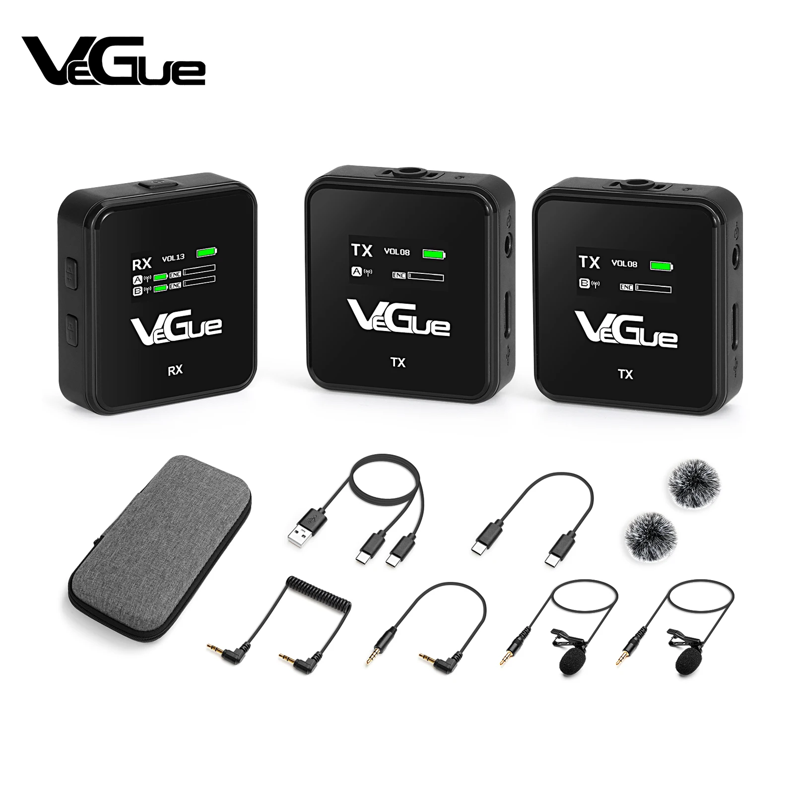 

Vegue Professional Omnidirectional Grade No App Needed Plug-Play Wireless Lavalier Microphone for Dslr Camera