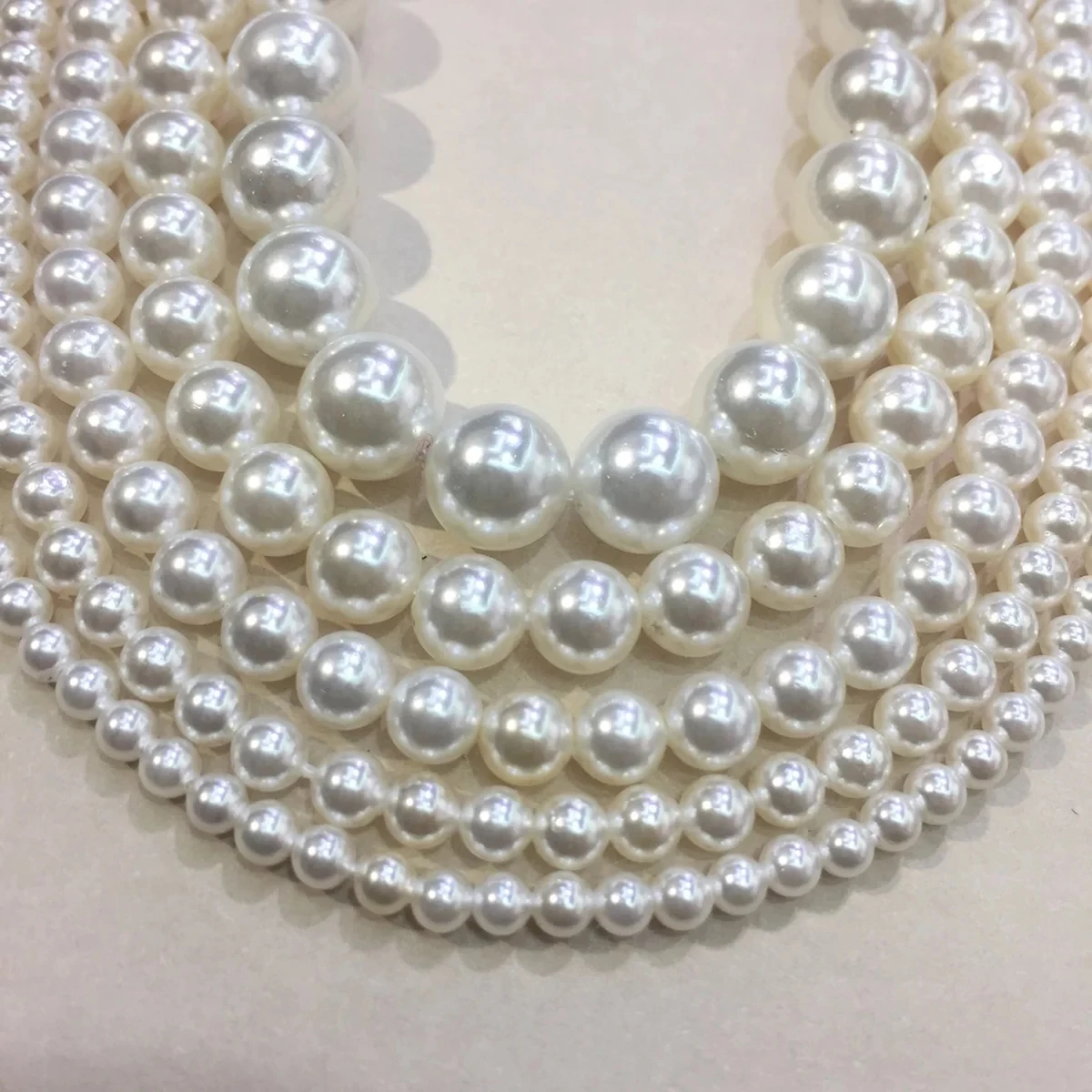 Factory Wholesale 3/4/6/8/10/12/14/16mm White Shell Pearl Round Loose Beads For Jewelry Making Choker Diy Bracelet Jewellery