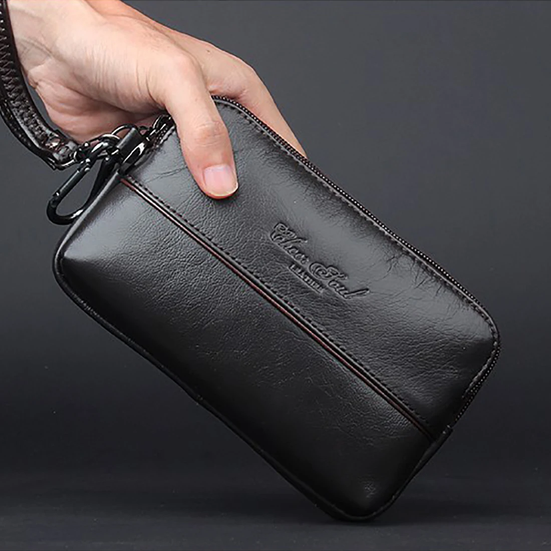 Genuine Leather Mobile Cell Phone Case Men Small Handy Bag Waist Pack Hip Bum Hook Purse Skin Belt Male Wallet Fanny Clutch Bags