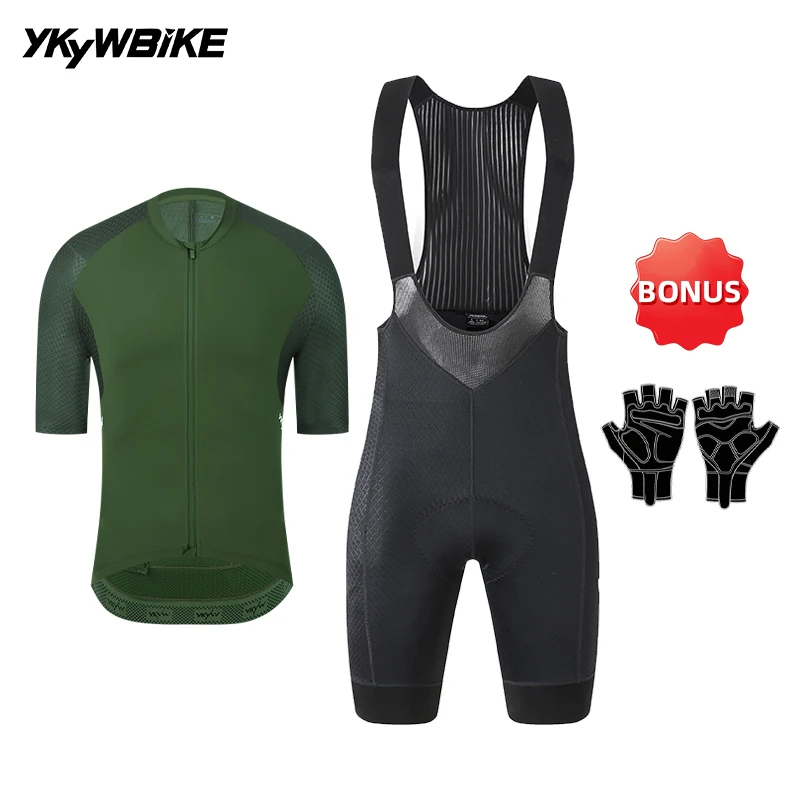 YKYWBIKE 2026 Herren Elite-Radsportbekleidung 5-Stunden-Fahrt Gepolsterte Trägerhose Anzug Rennrad-Set Carvico-Stoff
