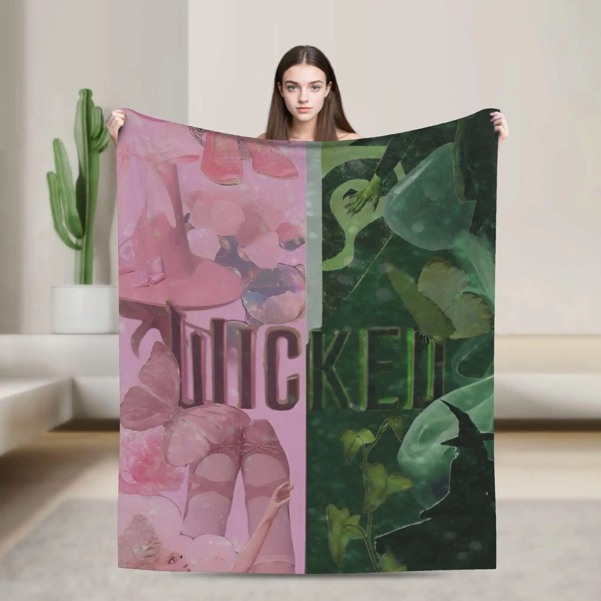 

Wicked Elphaba & Glinda Tonal Blanket Travel Office Plush Bedding Throws Fashion Home Decor Flannel Bedspread Sofa Bed Cover