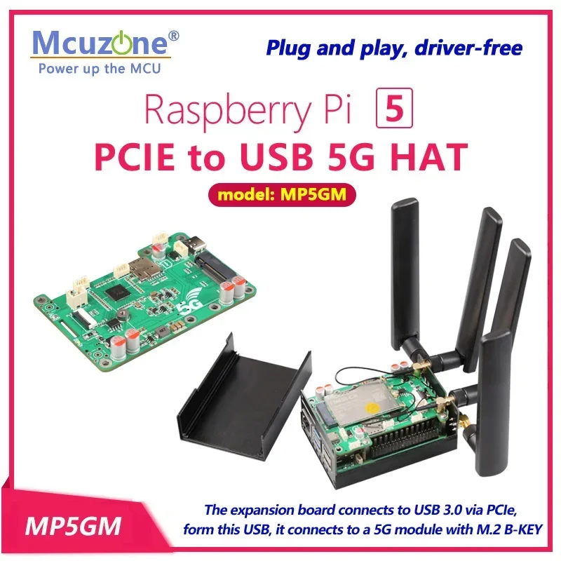 

MP5GM Raspberry Pi 5 PCIE to USB 5G HAT