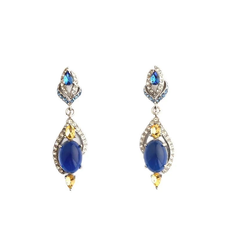 Luxury Blue Water Drop Earrings High-end Fashion Personalized Stud Earrings for Women
