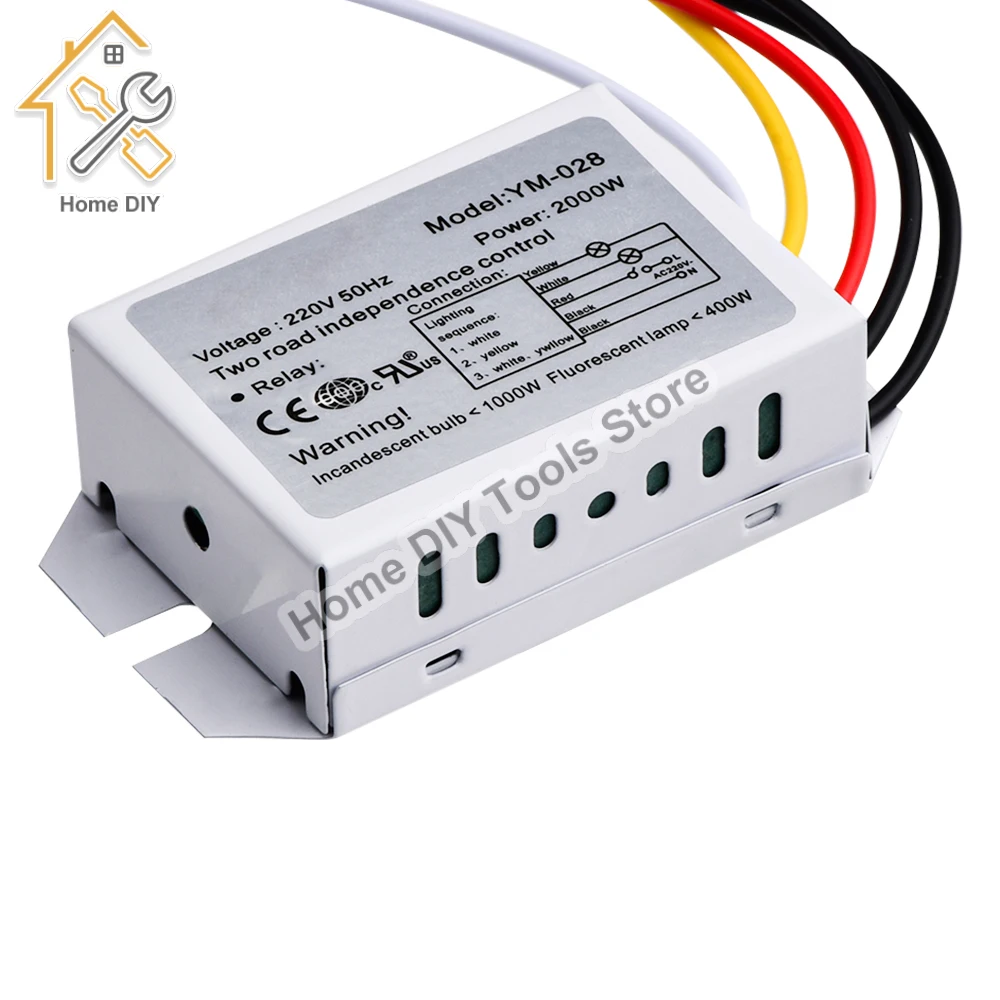 220V 2 Ways Digital Subsection Switch 1000W for Ceiling Light Independence Control Section Switch Piecewise Switch