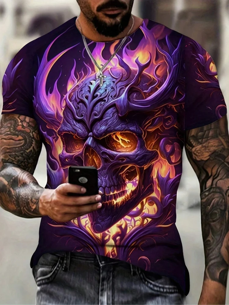 

Fashion new design men's skull graphics 3D printed short sleeve T-shirt street personality clothing T-shirt top crewneck cas