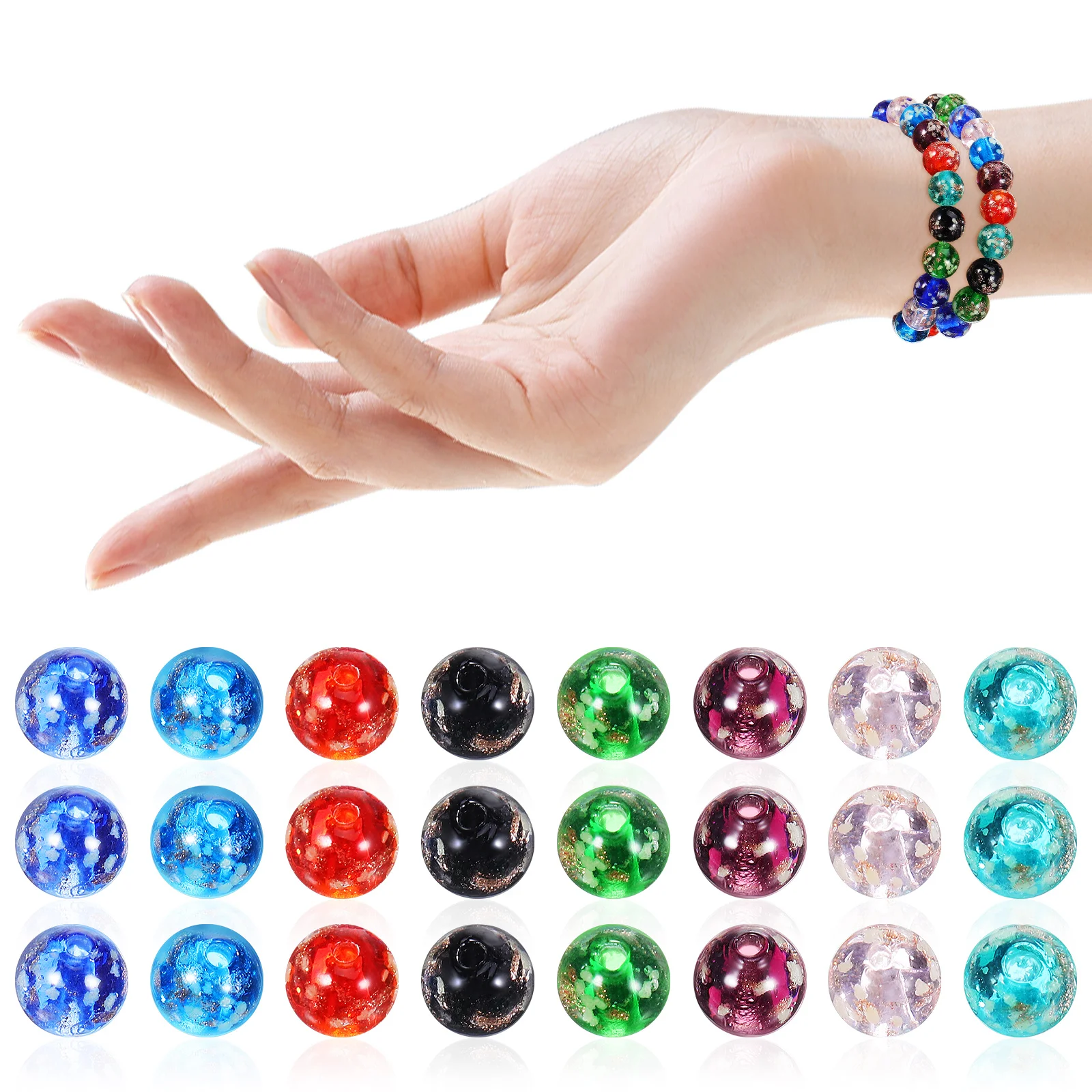 

40 Pcs Luminous Glass Beads Tiny for Bracelets Jewelry Charms Jar Glow-in-the-dark