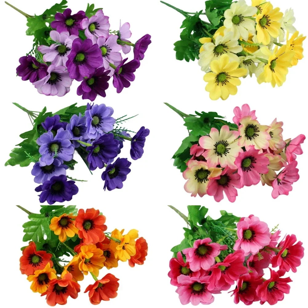 1pcs Daisy Flower Artificial Flowers Bouquet For Indoor Table Home Vase Decor Fake Flowers Garden Wedding Decoration Outdoor
