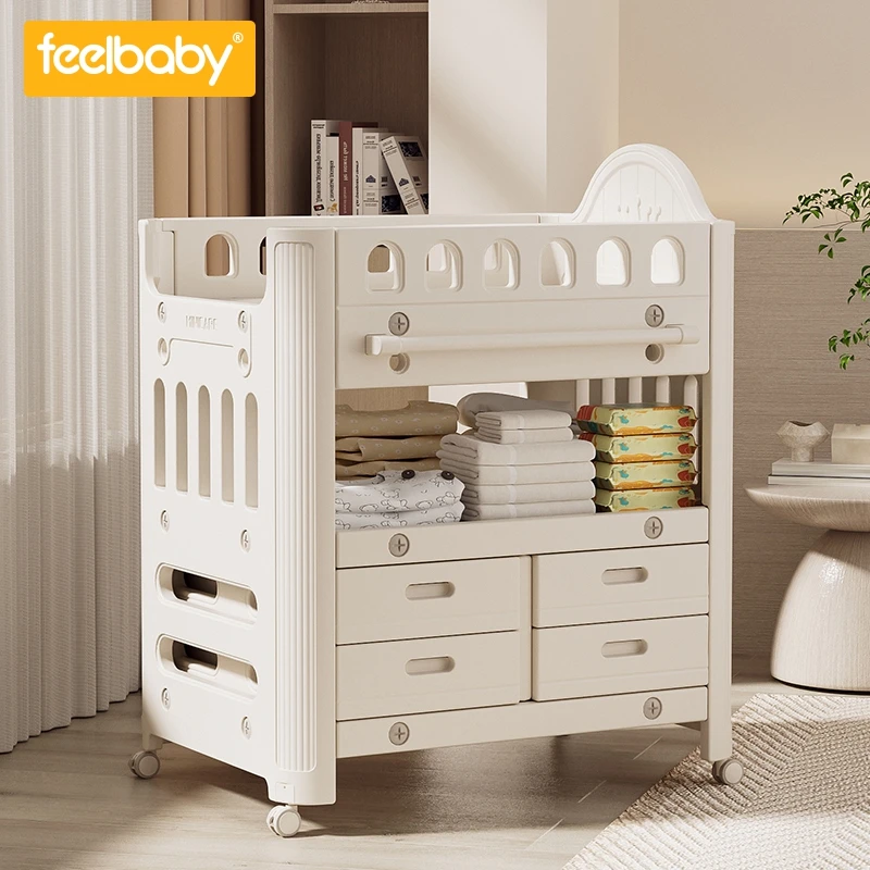 

Многофункциональный пластиковый пеленальный столик-кроватка Feelbaby для детей, для использования в помещении, с возможностью снятия элементов