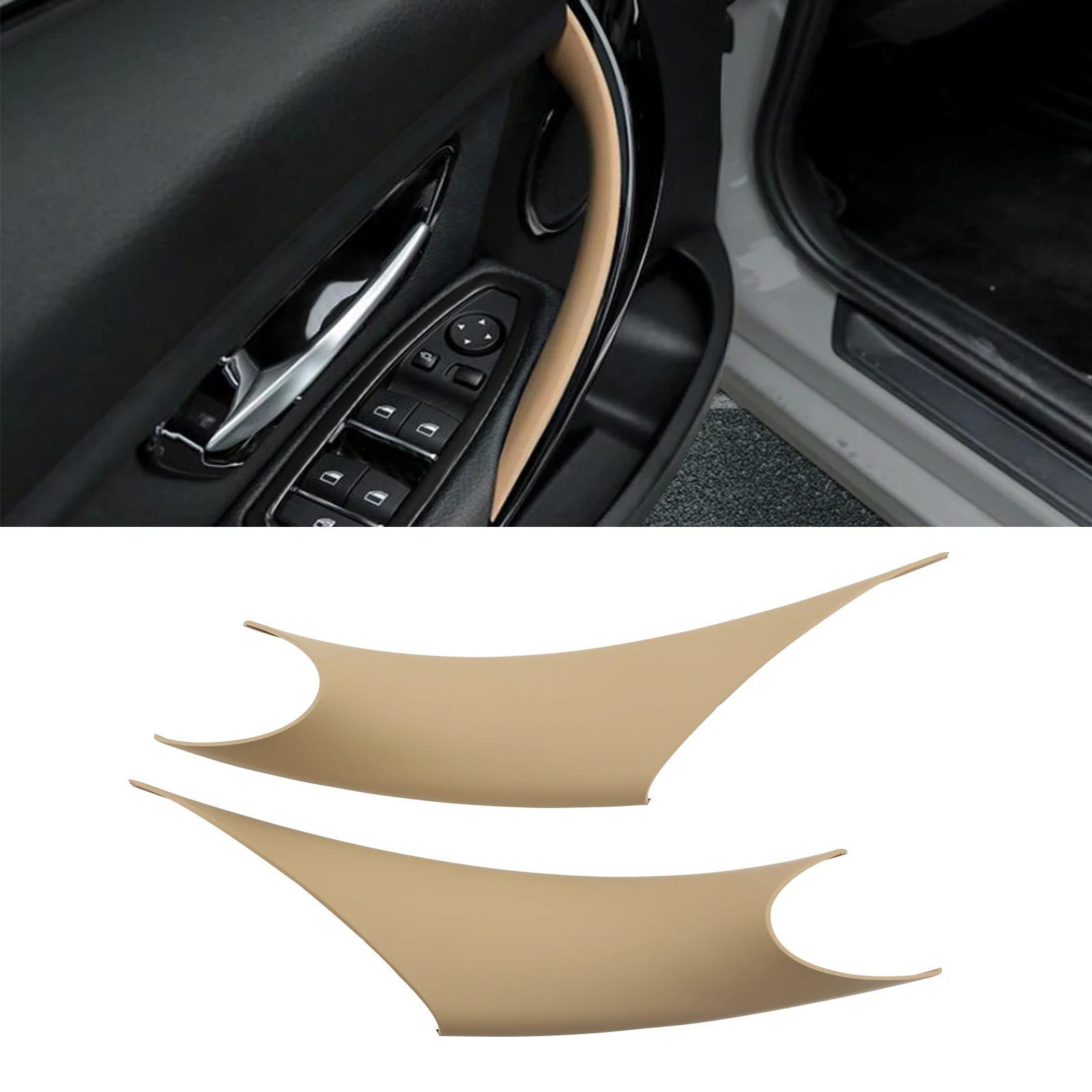 

1Pair Carbon Look Interior Door Handle Armrest Handle Cover Trim Handle Bar Pull Carrier Trim Cover for BMW 3 4 Series F30 F35