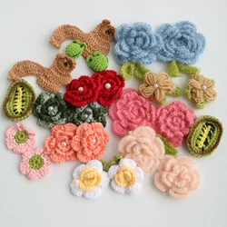 2pc/lot DIY Hand Crocheted Flower Patches for Clothes Woven Embroidered Floral Appliques Hairpin Cashmere Cardigan Sweater
