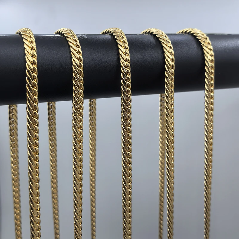Cuban Link Chains Gold สีคลาสสิกผู้หญิงผู้ชาย Curb Chunky สร้อยคอ 5 มม.18 นิ้วสําหรับจี้เครื่องประดับโลหะ