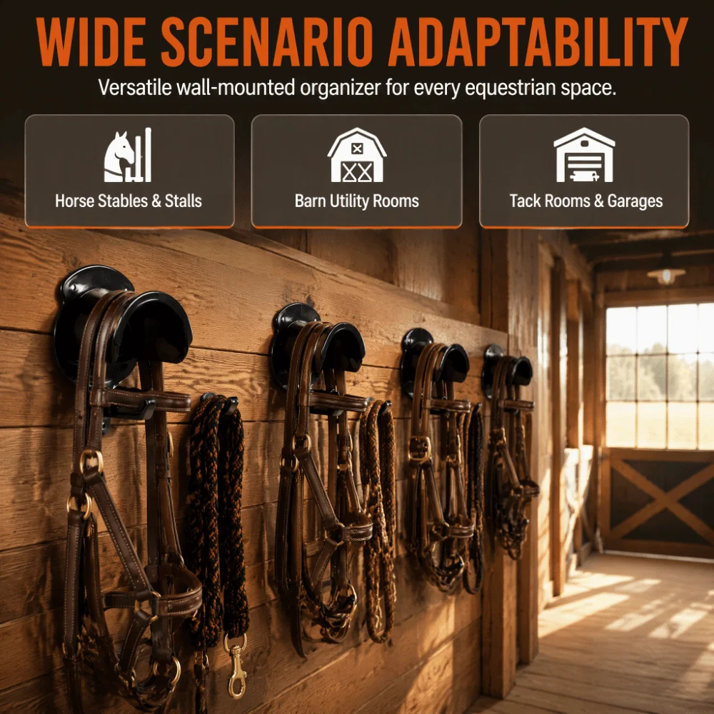 ABS Horse Bridle Rack Multifunctional Durable Bridle Hooks Not Easy To Bend Black Horse Bridle Bracket Stable Organization