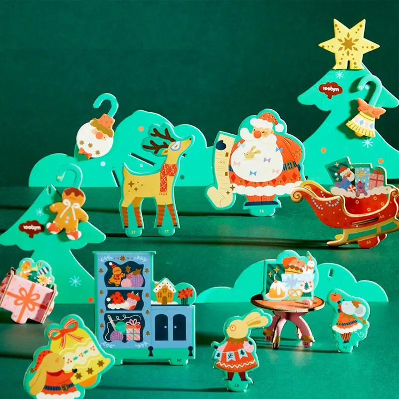 3D-Weihnachtspuzzles für Kinder, Bausatz, 3D-Puzzles, Spieluhr, Schreibtischdekoration, handgefertigt, 3D-Weihnachtsbaum, Lernspielzeug für Kinder