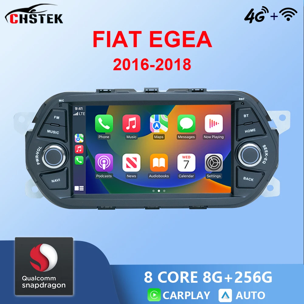 CHSTEK Car Radio 2 Din Android 13 For Fiat EGEA 2016-2018 Carplay WIFI 4G Bluetooth GPS DSP 8Core 256G Multimedia Video Player