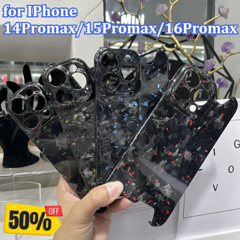

Real Glossy Forged Ultra Light Full Carbon Fiber Case for IPhone 14/15/16Promax Glitter Bling Irregular Shockproof Case