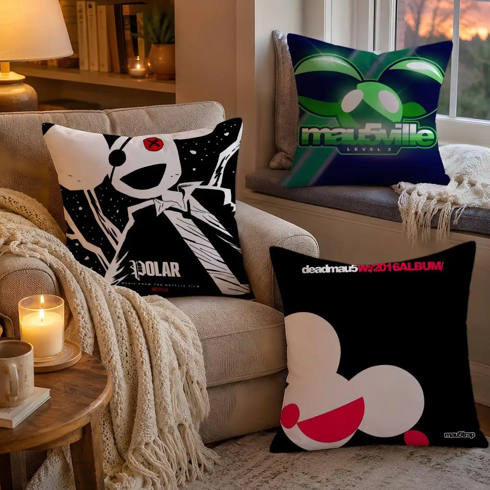 D-Deadmau5 Singer Cushion Cover Soft Plush Cushion Cover Double Print And Invisible Zipper For Sofa Home Car Use