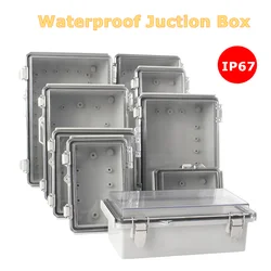 Hinged Transparent Cover IP67 Waterproof Electrical Terminal Box With Stainless Steel Latches Wall Brackets For Projects