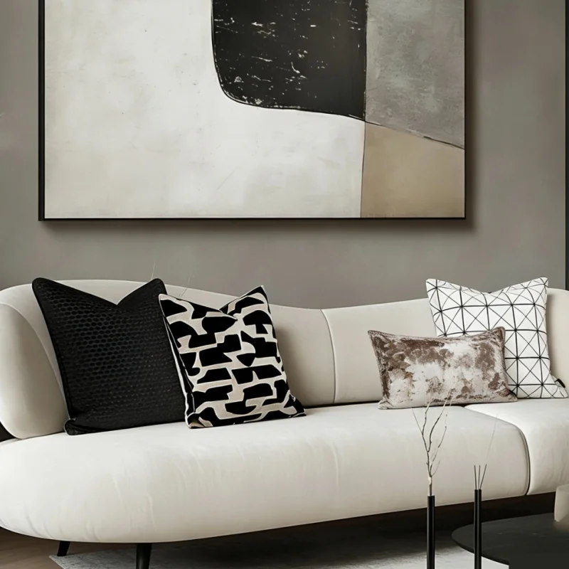 Black Geometric Pillows Luxury Abstract Cushion Case Modern Simple Square Decorative Pillow Cover For Sofa Chair Home Decoration