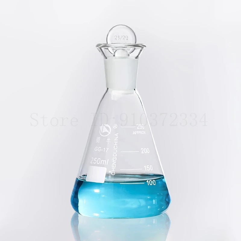 1pc Lab Glass Odine Flask High Borosilicate Glass Triangle Flask with Iodine Plug