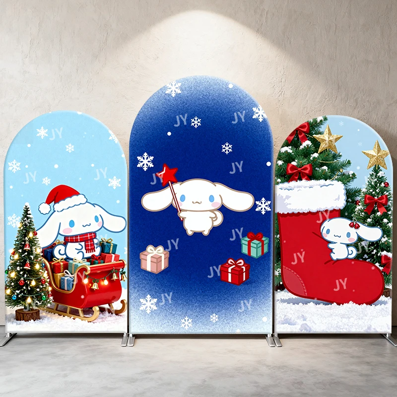 

Sanrio Cinnamoroll Christmas Arch Backdrop Cover Kawaii Decor Photo Booth Prop for Kids' Holiday Party Theme Background