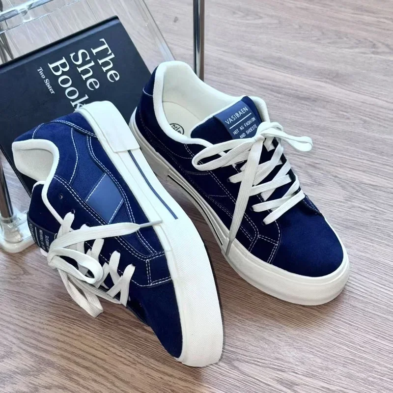 

Puffy Tongue Skate Shoes Suede Vulcanized Sneaker Men Women Chunky Casual Shoes Breathable Durable Shoes Anti-slip sole