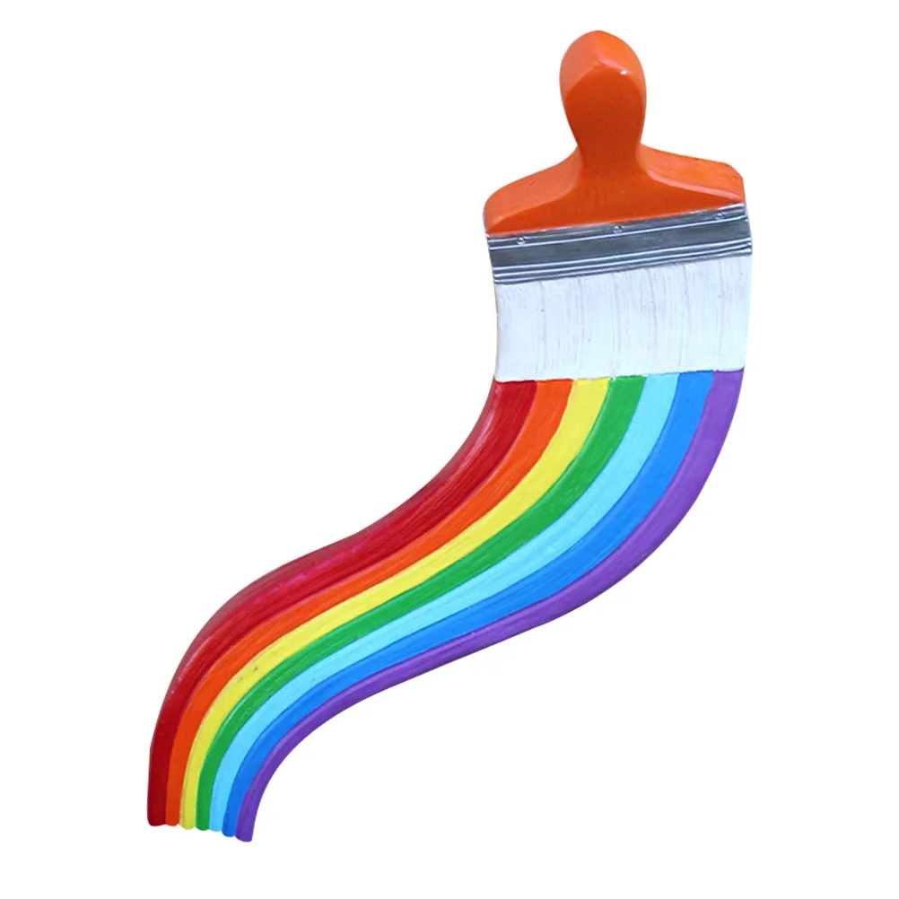 

Bright Rainbow Paint Brush Resin Wall Hanging Sculpture Garden Decoration Courtyard Yard Decor