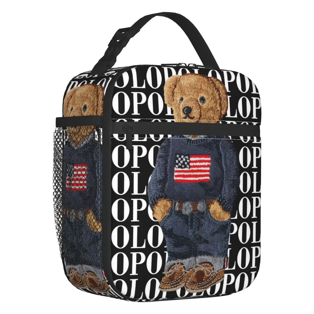 

Роскошные изолированные сумки для обеда с медведем на заказ, портативный холодильник-холодильник для пикника на открытом воздухе, термобокс для бенто для женщин и детей