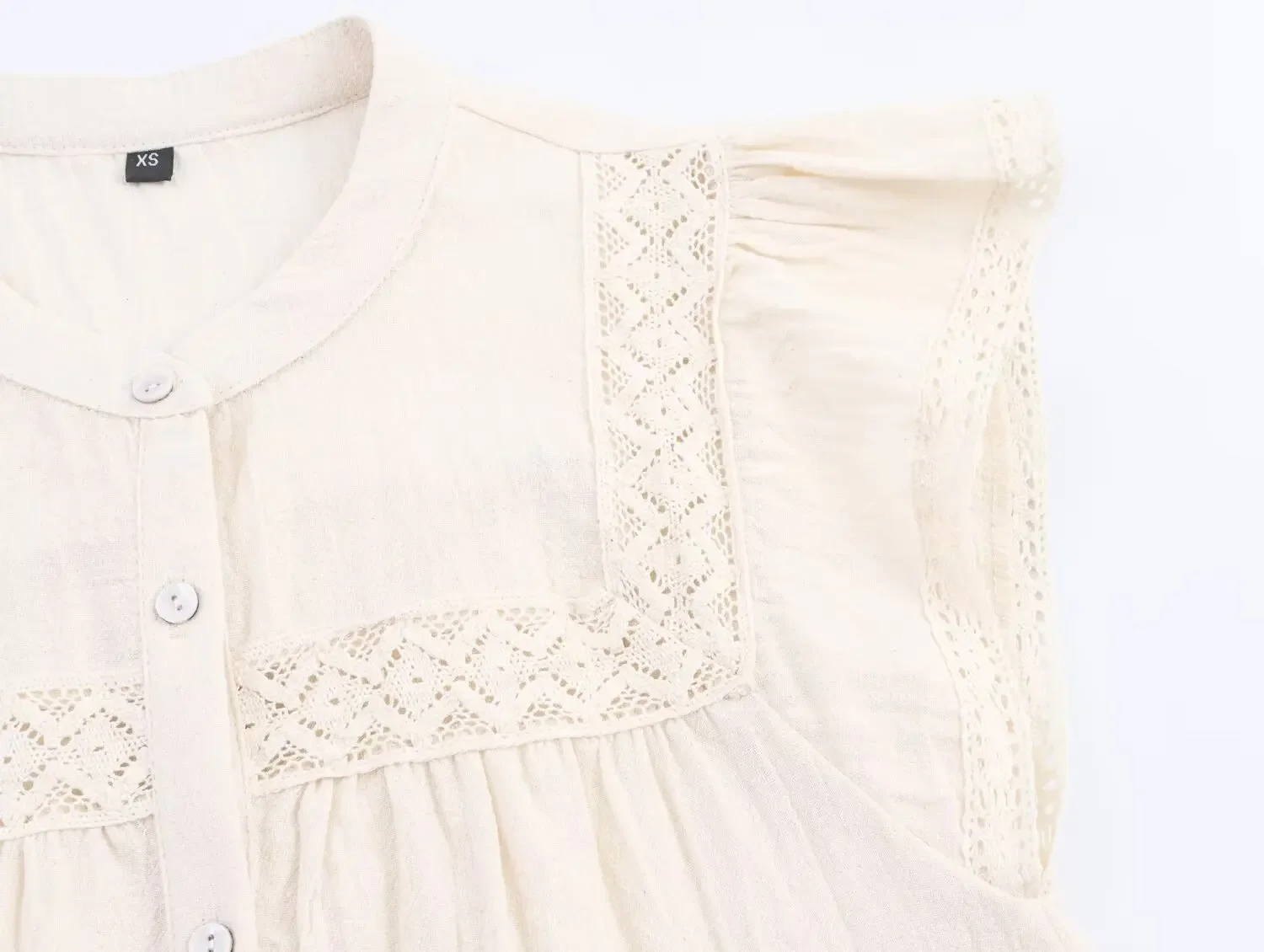 Lace crochet holiday style top Summer Women's Single Row Skirt Multi-Buled round Neck Straight Flower Hook Knitted Holiday Top