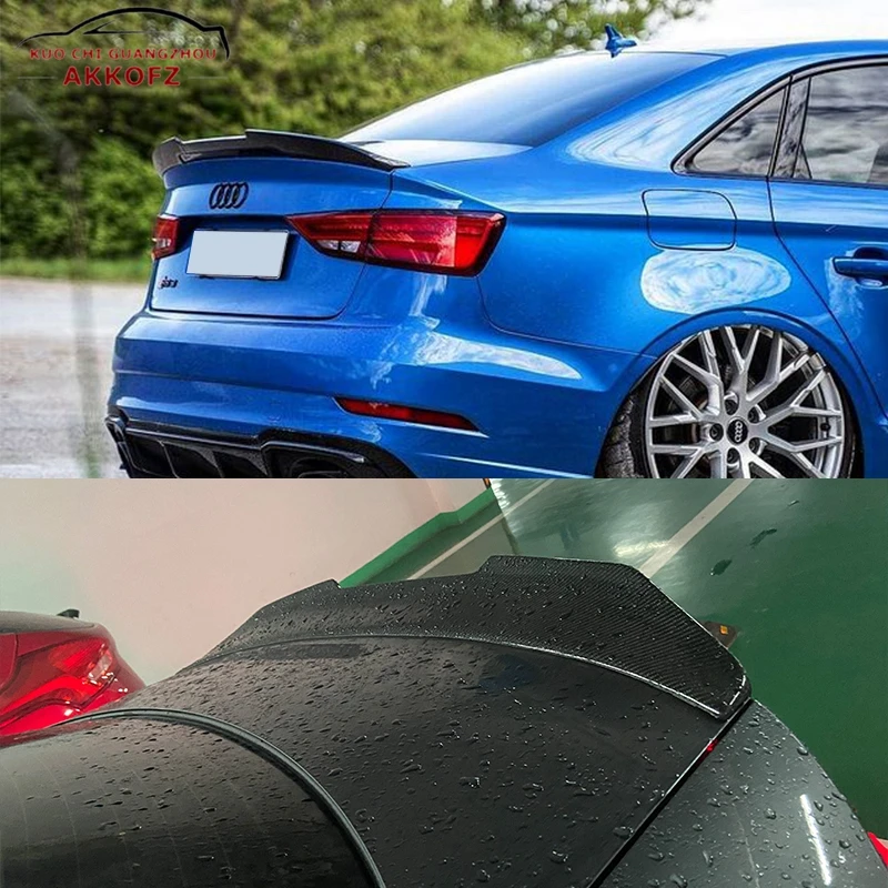 

For AUDI A3 S3 RS3 8V Sedan PSM Style Carbon Fiber Rear Spoiler Trunk Wing 2014-2020