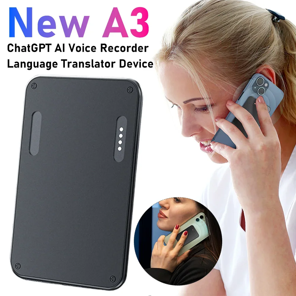 جديد A3 مسجل صوت APP لغة التحكم AI ChatGPT مترجم صوت إلى النص نقل المجلات المختصية لاجتماعات العمل