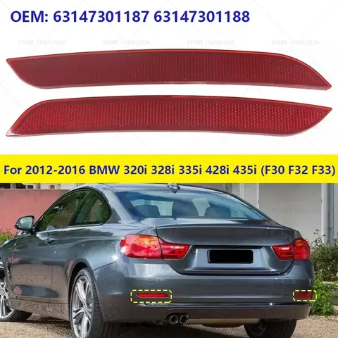 2012-2016 BMW 320i 328i 335i 428i 435i, 하이브리드 3 (F30 F32 F33) 후면 범퍼 반사경 경고등 63147301187 63147301188