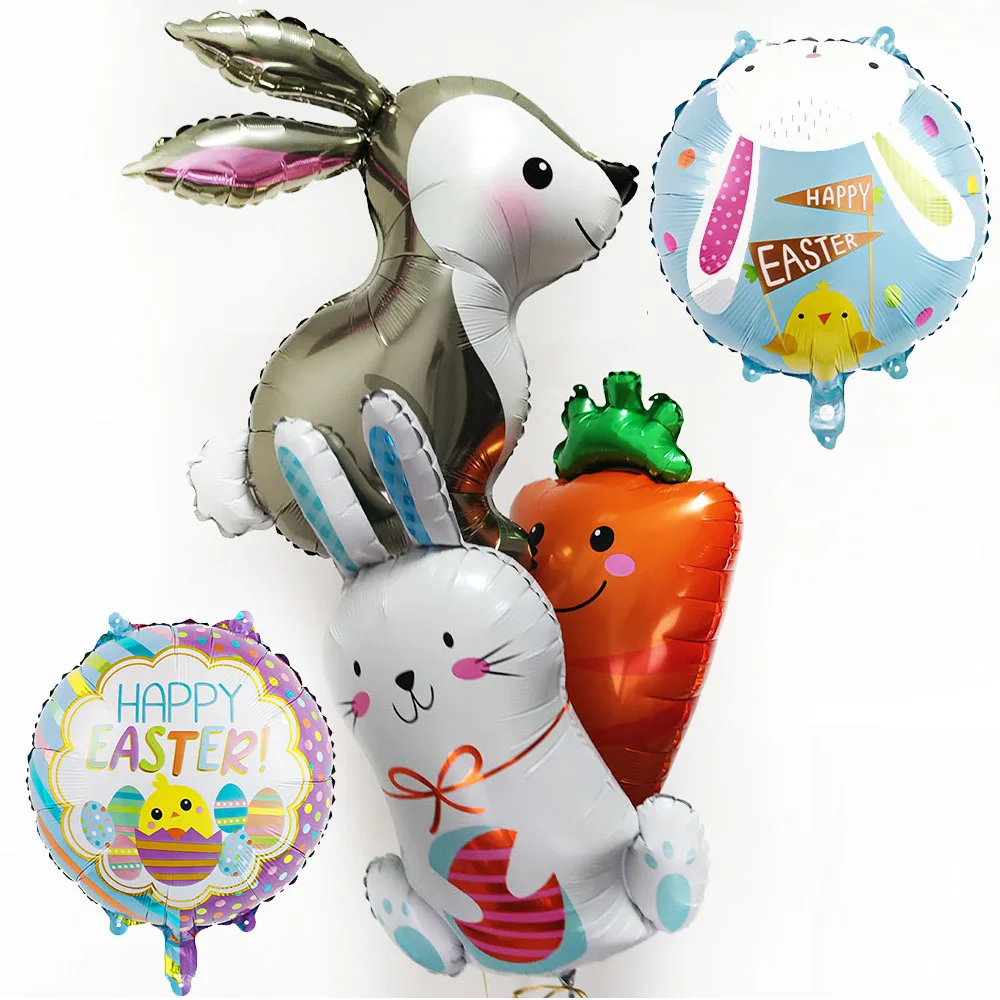 5pcs Cartoon Carrots Balloons Easter Party Supplies Easter Bunny Helium Balloons Baby Shower Globos Kids Birthday Balloon Decors