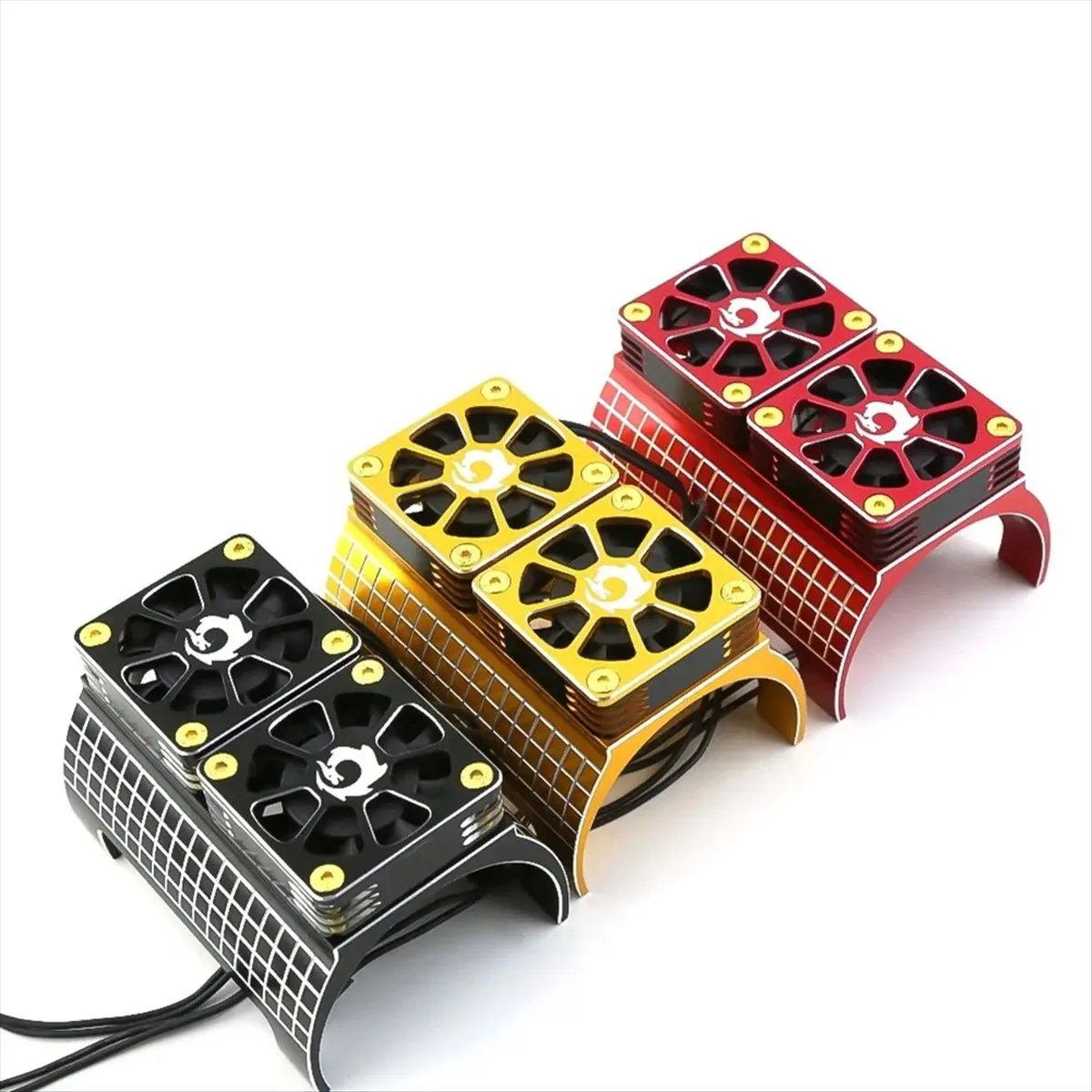 T1050C Tools-Metal Dual Cooling Fan Motor Heat Sink for 1/5 6S 8S KRATON Outcast RC Car Upgrade Parts Gold