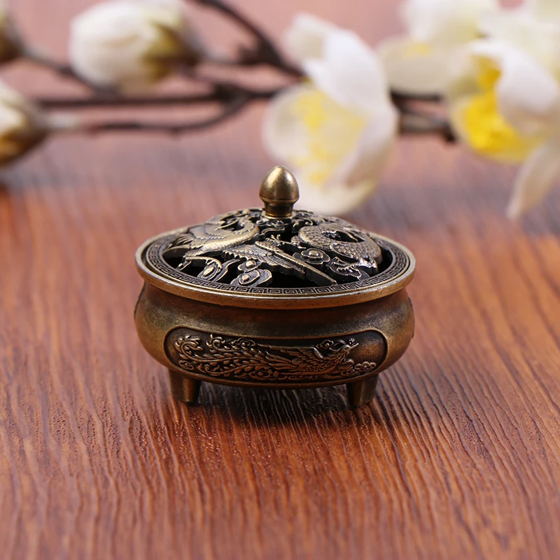 Alloy Antique Three-legged Aromatherapy Stove DIY Household Indoor Pan Incense Wire Incense Burner Tea Ceremony Decoration