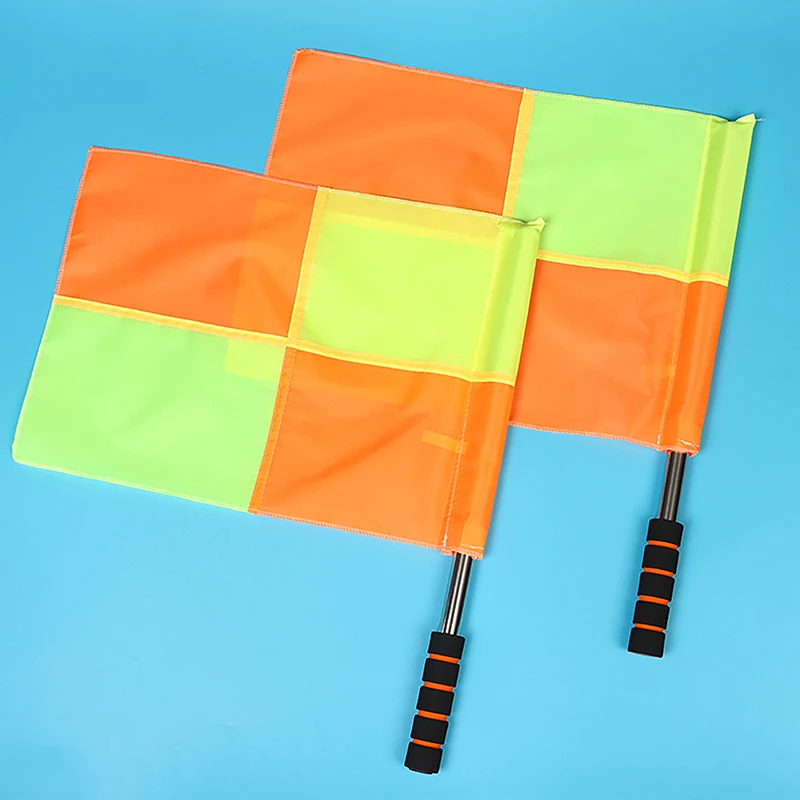 2Pcs Football Training Flags Deluxe Referee Flags Set Football Rugby Hockey Training Referee Flags Sports Game Equipment