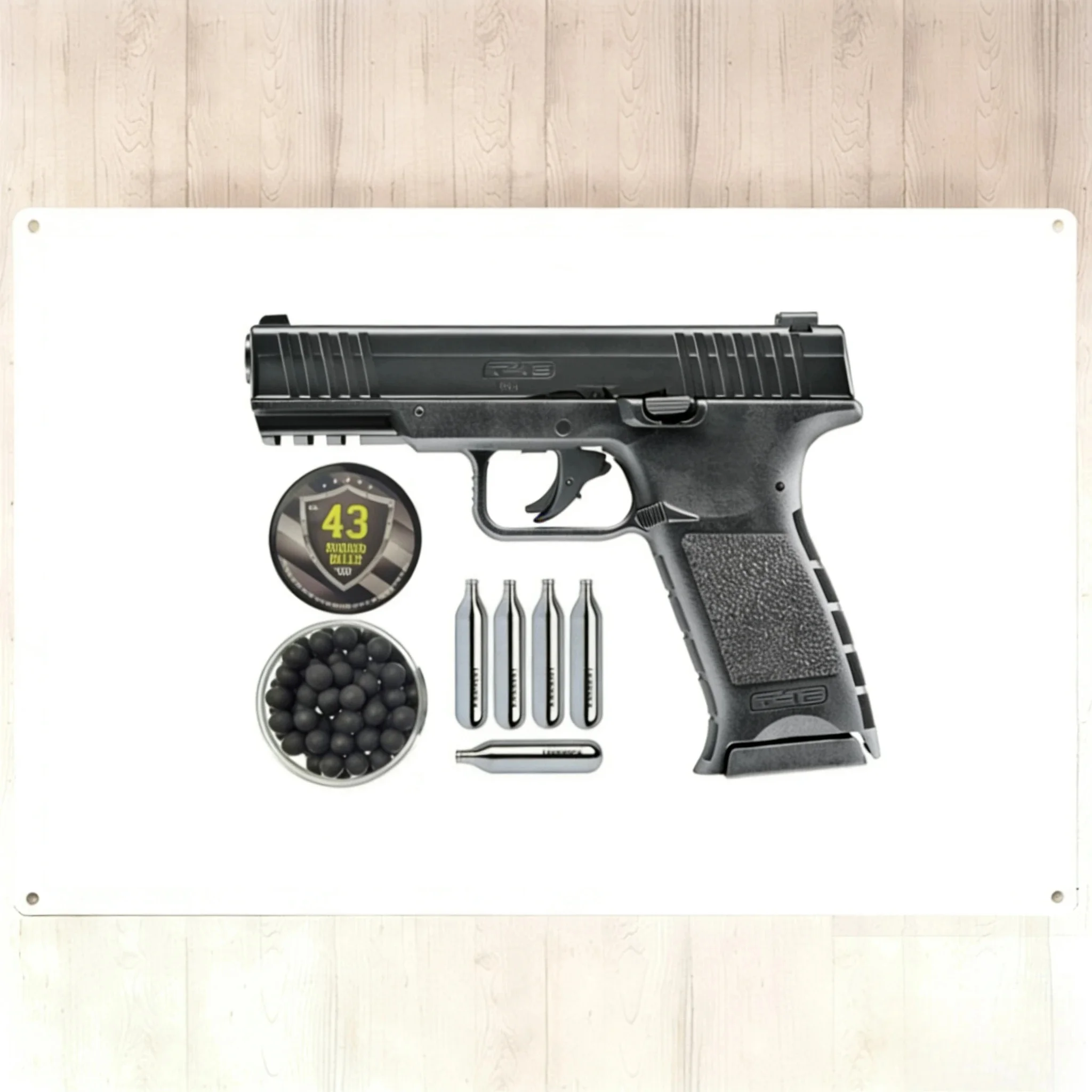 Pack Pistolet Umarex T4E TPM1 7.5J Cal .43 + Boite De 100 Billes Caoutchouc Hard Case Bundle Vintage Decor Metal Wall Sign