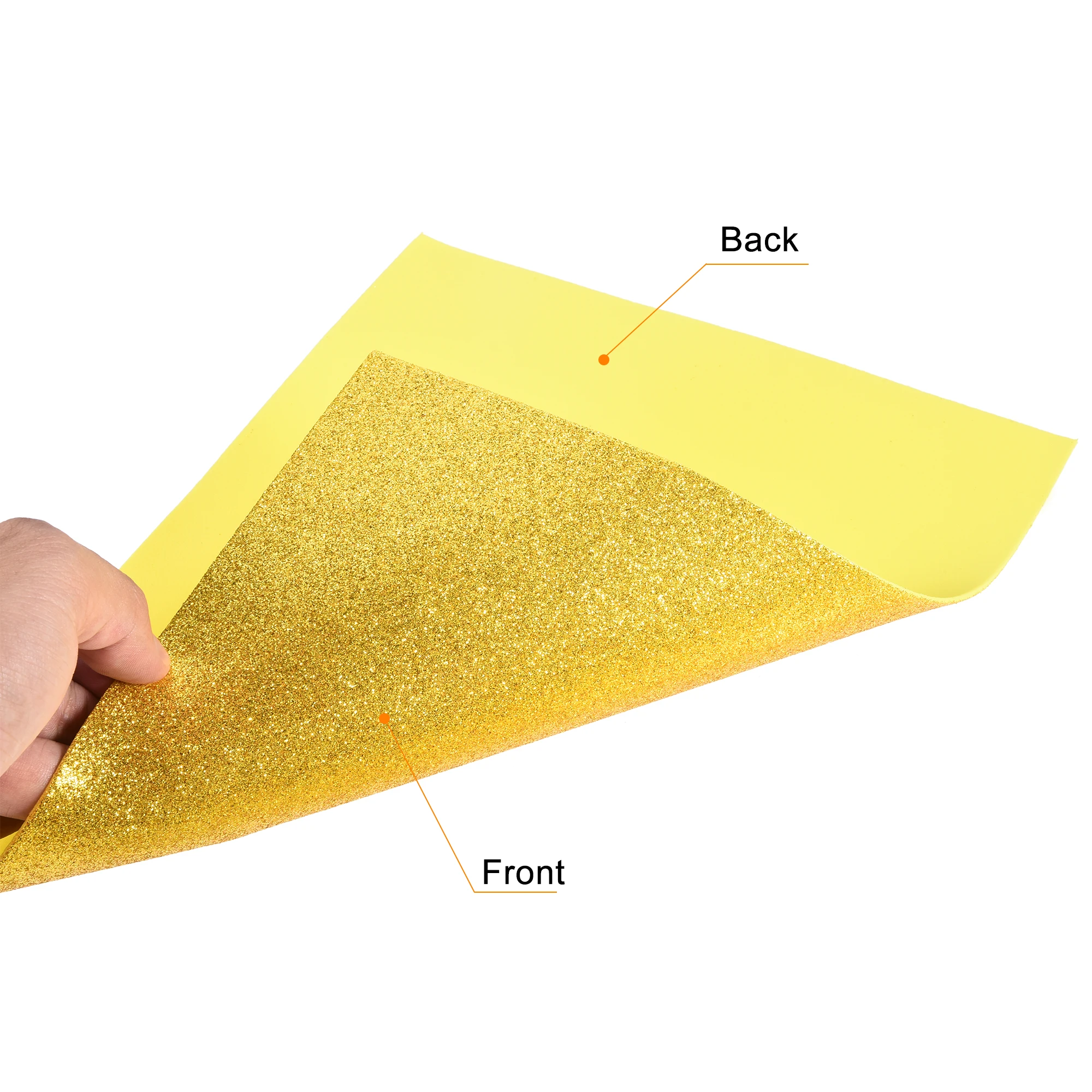 Uxcell-Hoja de espuma EVA con purpurina dorada, papel de esponja, papel de espuma, suministros hechos a mano para jardín de infancia, 6 piezas, 2mm