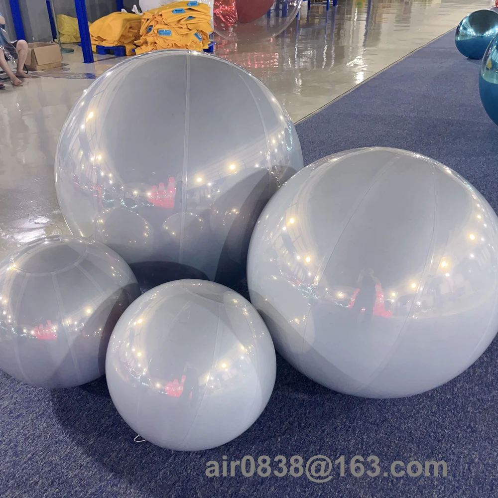 White Hanging Inflatable Mirror Ball PVC Mirror Balloon Giant Mirror Sphere For Decoration Airtight Gold/Silver Big Shiny Ball