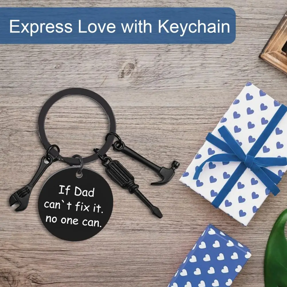 Father Day Keychain Mechanic Dad's Stainless Steel Hammer Screwdriver Wrench Keychain Father's Day Gift for Handyman Dad